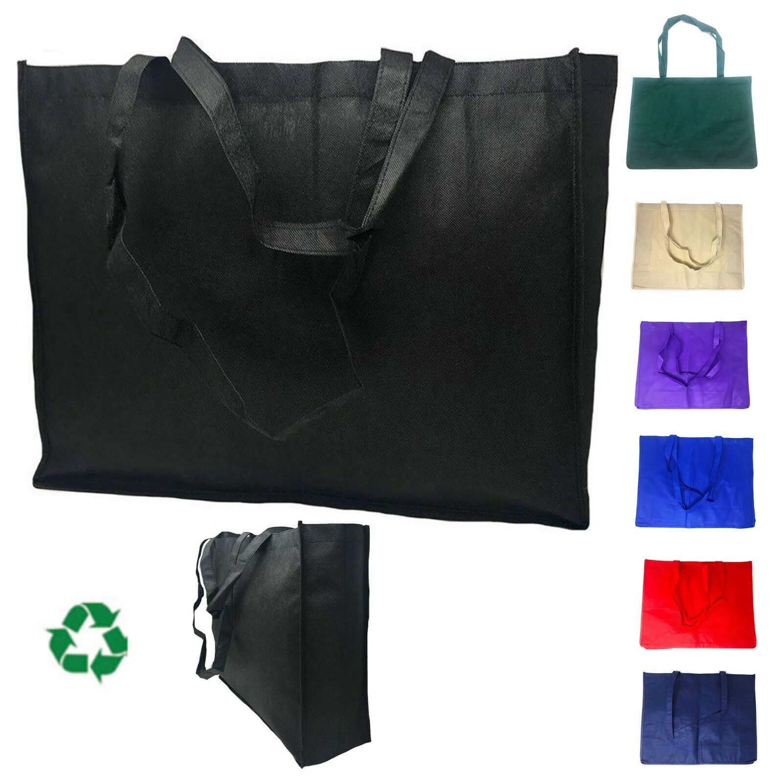 Extra Large Reusable Grocery Shopping Tote Bags Recycled Eco Friendly 20"