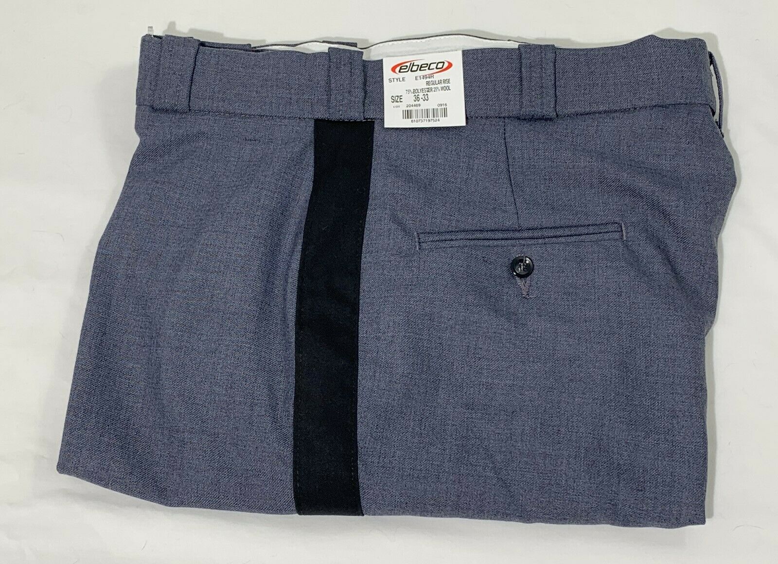 Elbeco Uniform Pants E1494r 75% Polyester 25% Wool Regular Rise Black Stripe