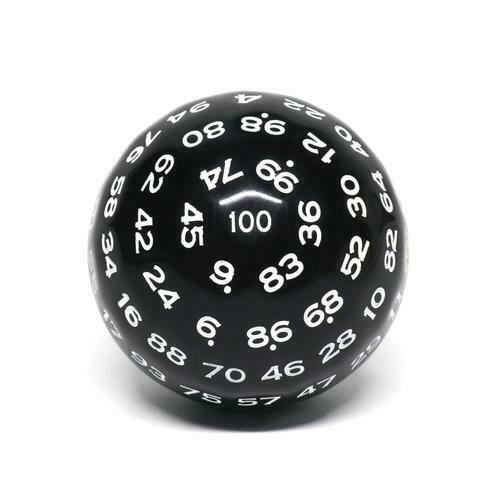 Single 100 Sided Polyhedral Dice (d100) | Solid Black Color (45mm) White
