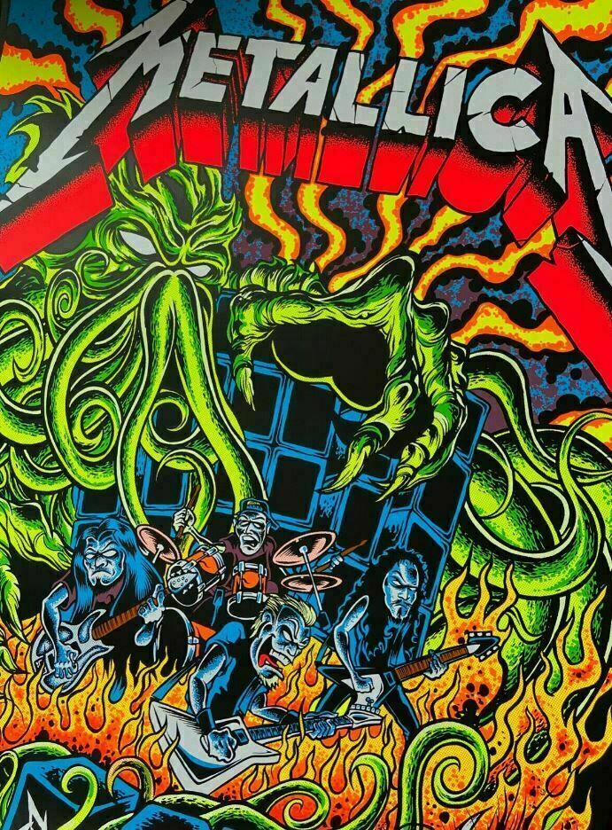 Metallica Dirty Donny Ktulu Rise Screen Printed Blacklight Poster Limited