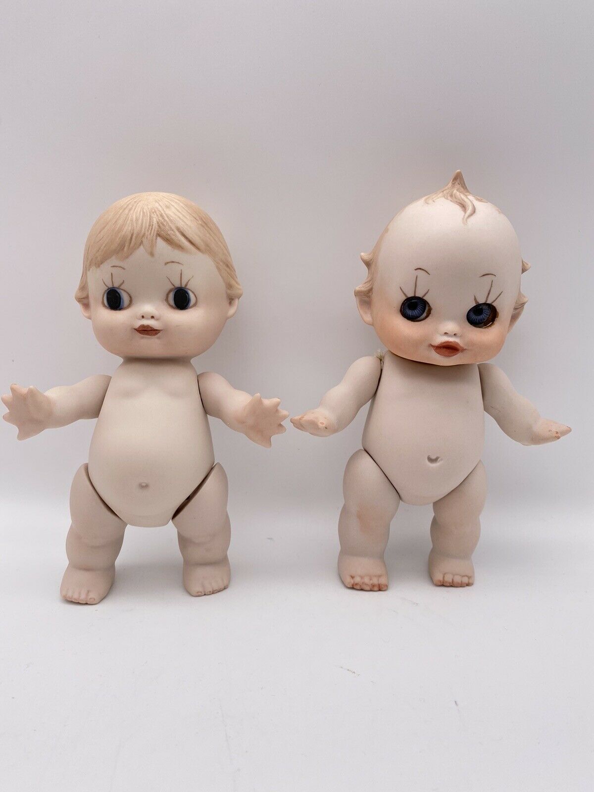 Vintage Bisque Kewpie Doll Lot Of 2 Both 6.5” Byron Mold Girl, Boy Unmarked