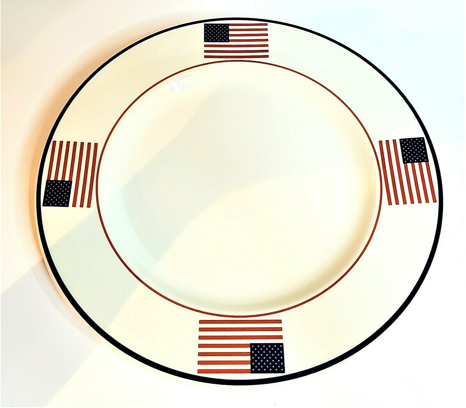 Vintage Syracuse China Restaurant Ware American Flag Round Platter Chop Plate