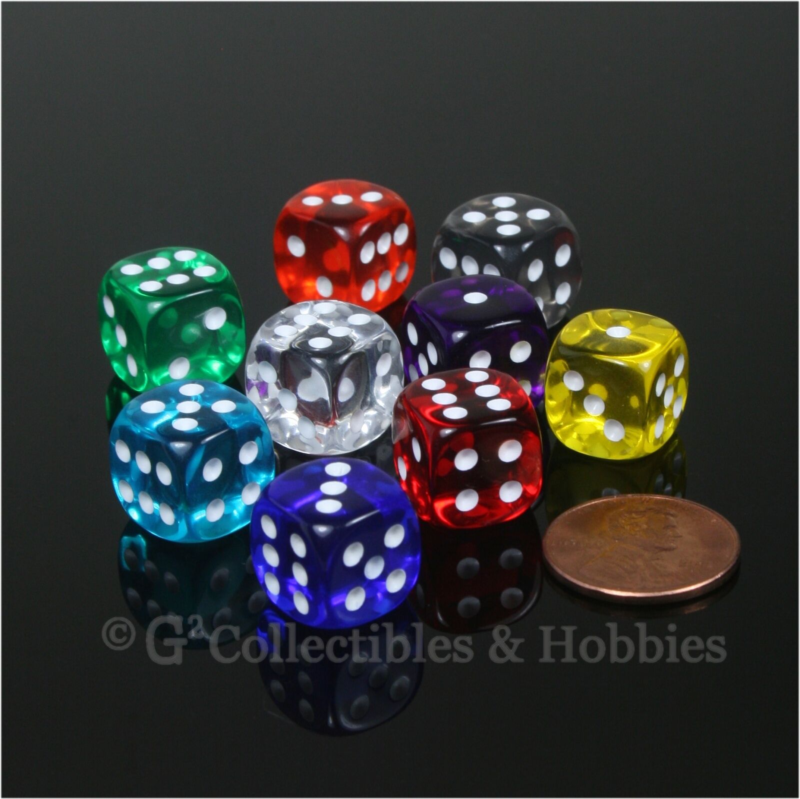 New 9 Transparent Multicolor 12mm Rounded Edge Rpg Mtg Game D6 Dice - 9 Colors