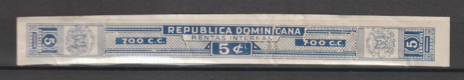 Dominicana Revenue Stamp Fiscal Timbre Fiscaux Taxpaids Alcohol Rentas Banderol