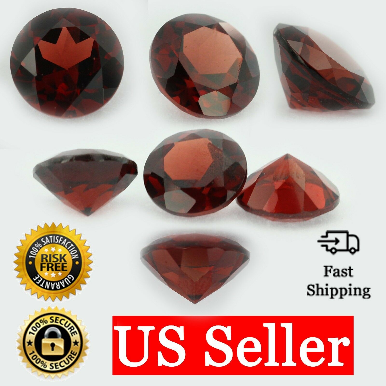 Loose Round Cut Genuine Natural Garnet Stone Single Almandine Red Birthstone