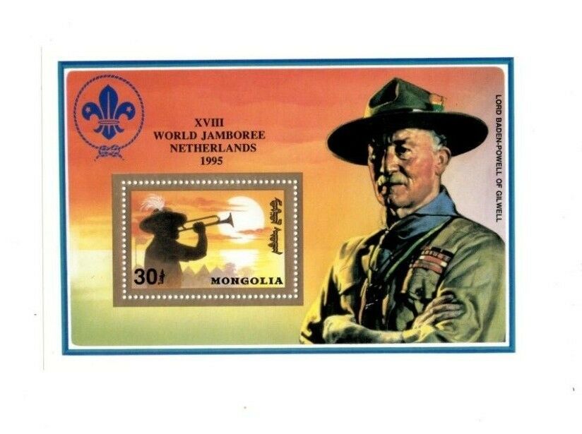 Mongolia - World Jamboree Boy Scouts - Gold Netherlands Souvenir Sheet - Mnh