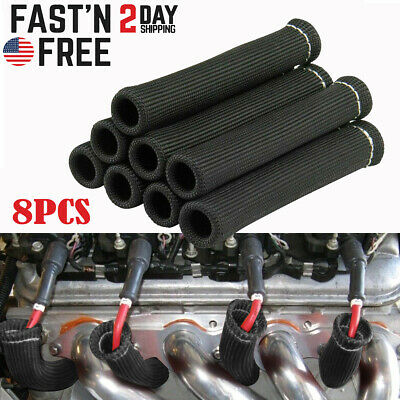 8pcs 2500° Spark Plug Wire Boots Protector Sleeve Heat Shield Cover For Ls1/ls2