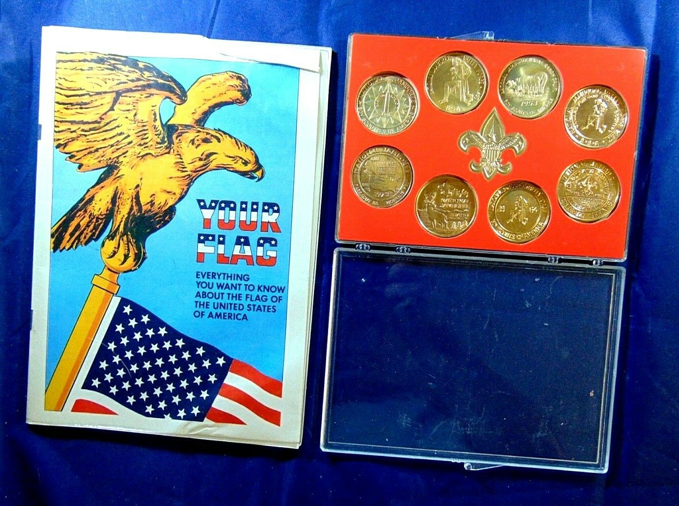 Boy Scouts Of America 8 Coin Set & 1973 Your Flag Magazine Lot National Jamboree