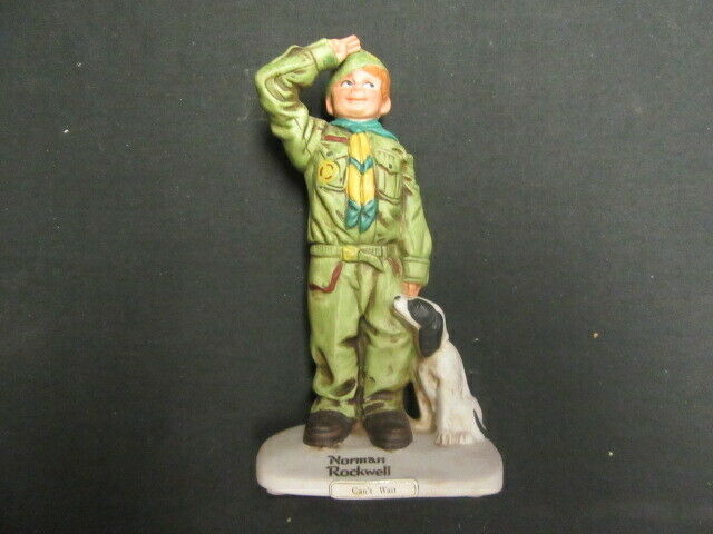 Can't Wait, Dave Grossman Boy Scout Rockwell Figurine, 1980's     Eb27