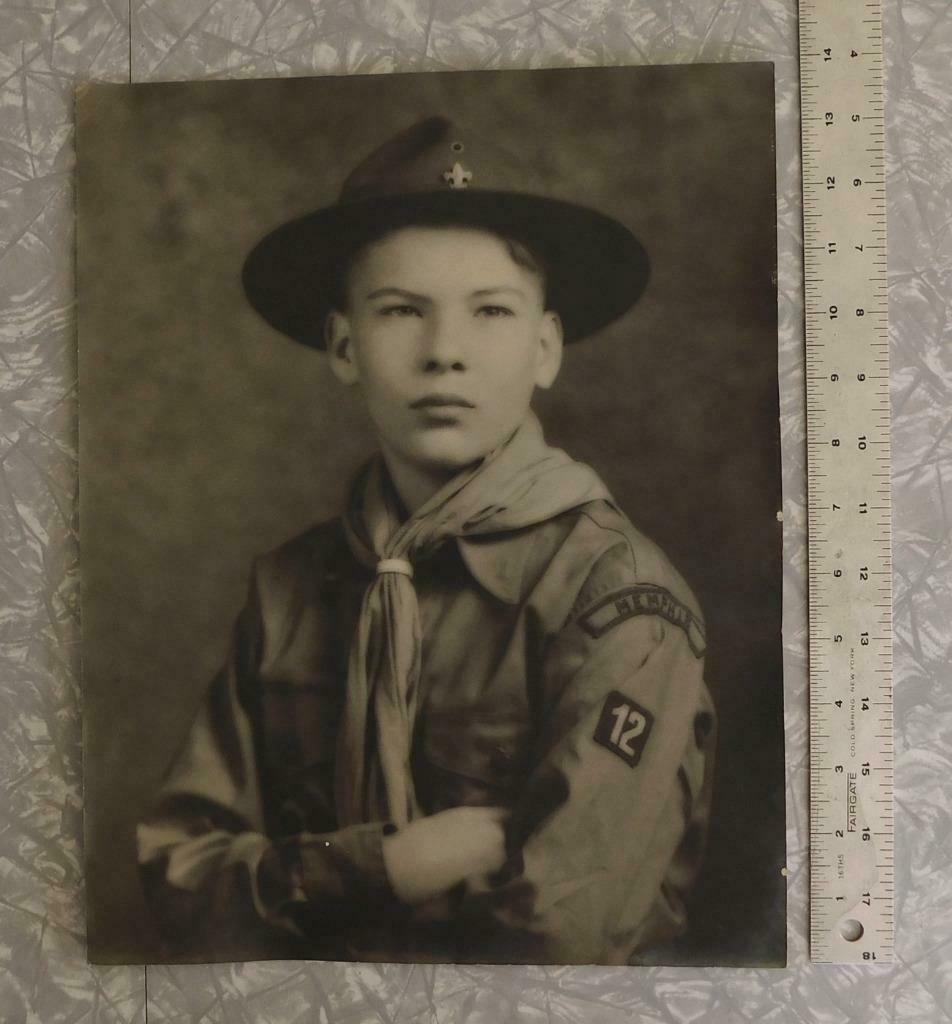 Vtg Boy Scout Photo Portrait 11x14" Silver Gelatin '30s/40s Memphis Tn Chickasaw