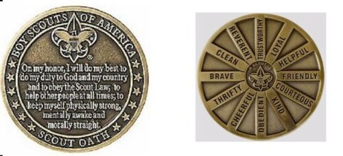 Boy Scout Collectors Oath Law Motto Slogan Diecast Official Challenge Coin Heavy